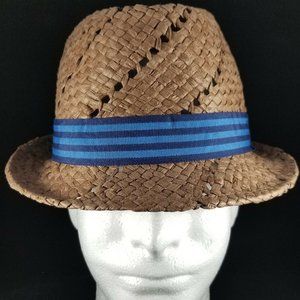 LIDS Straw Trilby with Stripe Band S/M Hat NWT